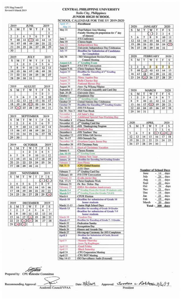 School Calendar Philippines
