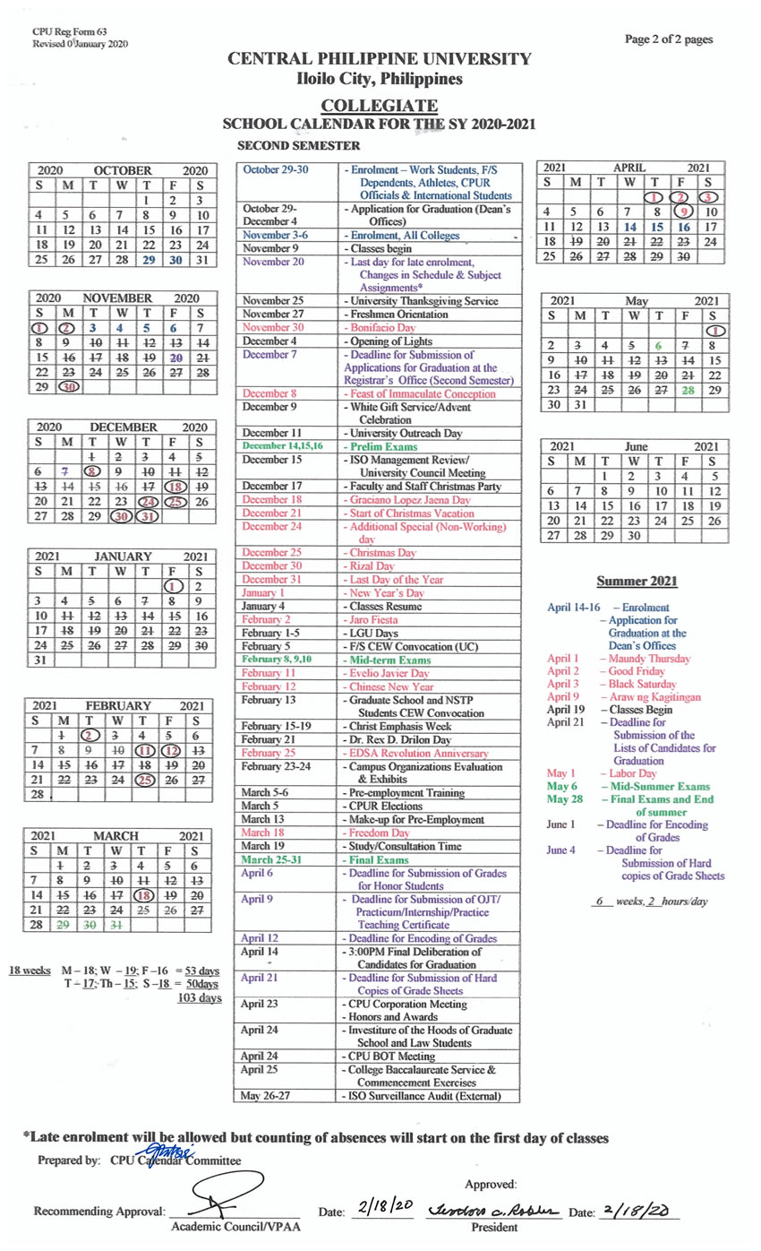 Central College 2022 Calendar February 2022 Calendar