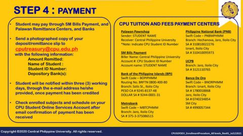 ENROLLMENT PROCESS FLOW FOR CONTINUING STUDENTS - Central Philippine ...