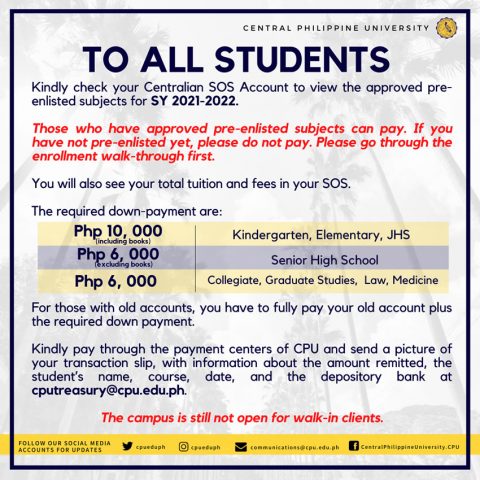 WALKTHROUGH FOR CPU ONLINE PRE-REGISTRATION - Central Philippine University