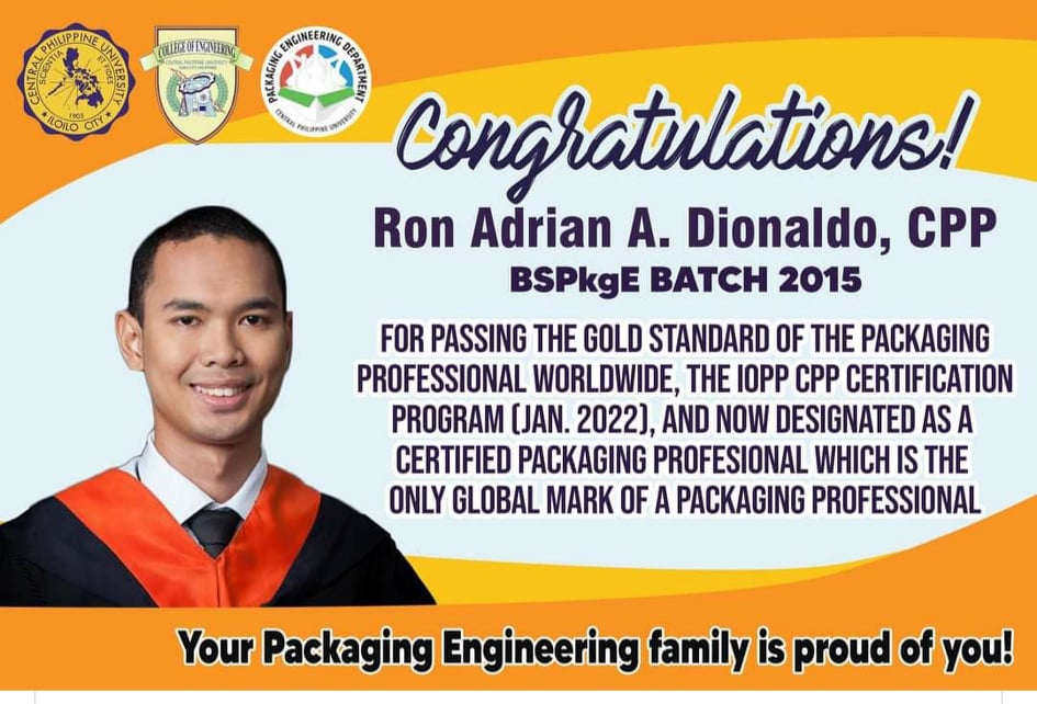 Congratulations! Ron Adrian A. Dionaldo - Central Philippine University