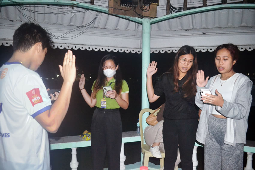 Rotaract Club of Jaro Centraline President inducts new members at a CPU Gazebo.