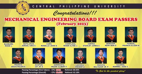 MECHANICAL ENGINEERING BOARD EXAM PASSERS (FEBRUARY 2023) - Central ...