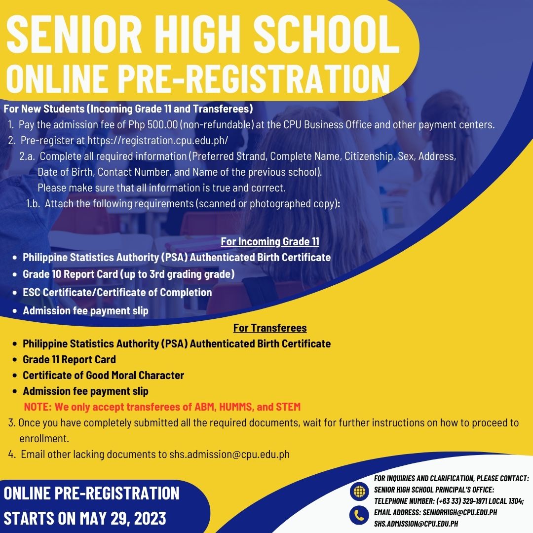 Central Philippine University Senior High School Admission
