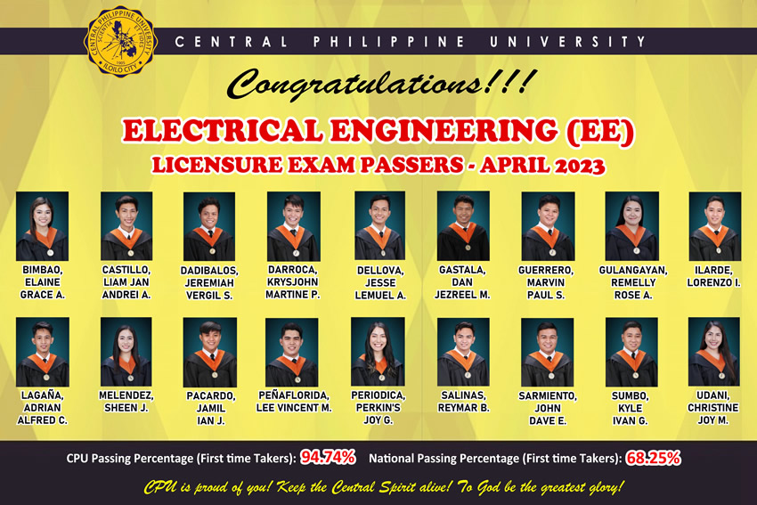 ELECTRICAL ENGINEERING LICENSURE EXAM PASSERS APRIL 2023 Central