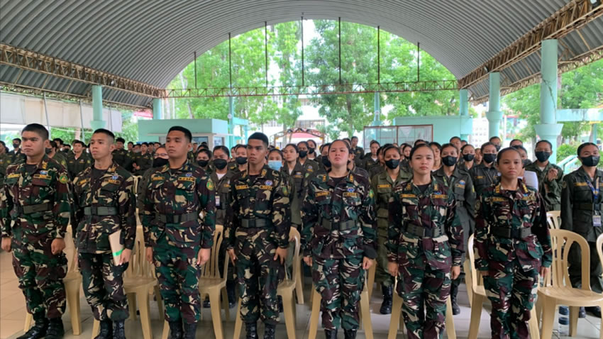 Cadets and Cadet Officers during the CPU ROTC Graduation for SY2022-2023 at the Alumni Promenade and Concert Park.

