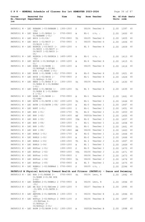 General Schedule of Classes (First Semester 2023-2024) - Central ...