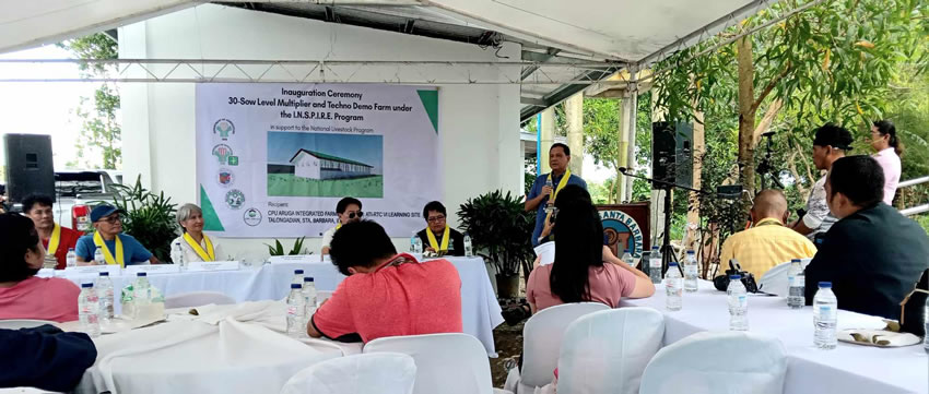 Iloilo Governor Arthur R. Defensor, Jr. delivers a message during the inauguration of CPU ARUGA Integrated Farming System Learning Site at Sta Barbara, Iloilo