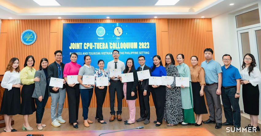 Participants at the Joint CPU-TUEBA Research Colloquium 2023 held at Thai Nguyen University of Economics and Business Administration (TUEBA), in Thai Nguyen, Vietnam 