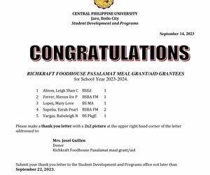 RICHKRAFT FOODHOUSE PASALAMAT MEAL GRANT/AID GRANTEES for School Year 2023-2024