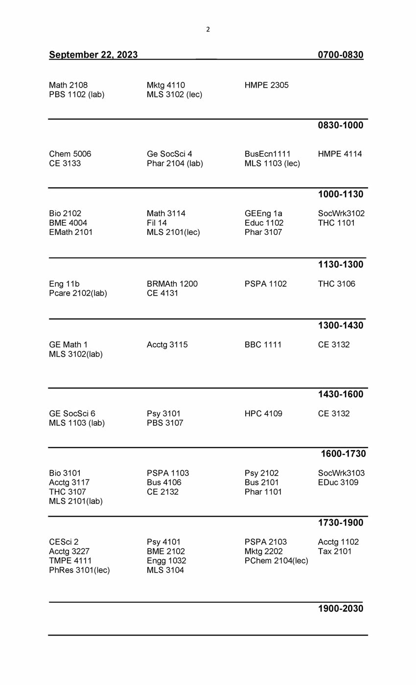 TENTATIVE Schedule of Prelim Exam (1st Semester 20232024) Central