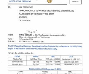 Memo No 118 – Student’s Day Celebration