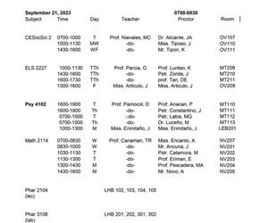 Schedule of Prelim Exam (1st Semester A.Y. 2023-2024)