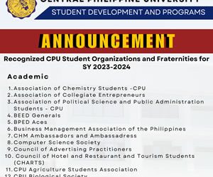 Recognized CPU Student Organizations and Fraternities for SY 2023-2024