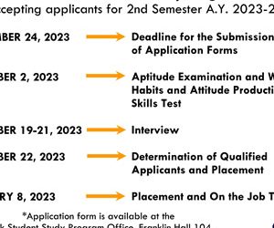 Work Student Study Program is now accepting applicants for 2nd Semester AY 2023-2024