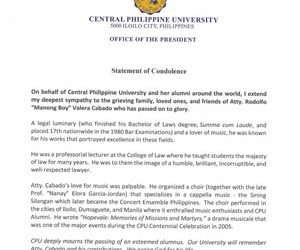 Statement of Condolence