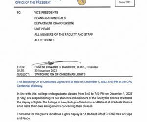 Memo No. 139 –  Switching On of Christmas Lights