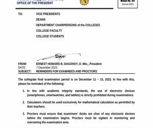 Memo No 147 –  Reminders for Examinees and Proctors