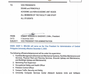 Memo No. 145 – Vice President for Administration