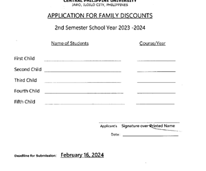 Application for Family Discounts 2nd Semester 2023-2024