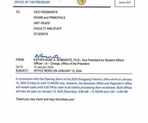 Memo No. 11- OFFICE WORK ON JANUARY 12, 2024