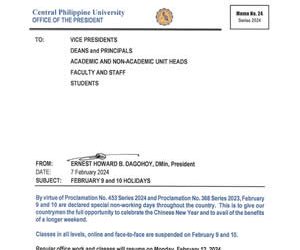 Memo No. 24 – February 9 and 10 Holidays