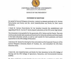 OFFICE OF THE PRESIDENT STATEMENT OF GRATITUDE