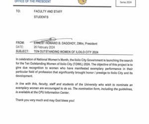 Memo No. 32 – Ten Outstanding Women of Iloilo City 2024