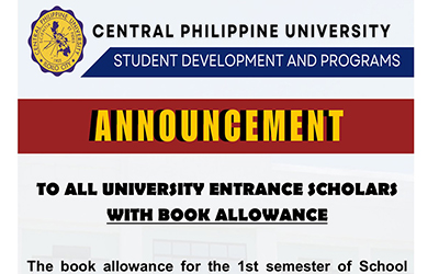 To All University Entrance Scholars with Book Allowance for 1st Semester SY 2025-2026
