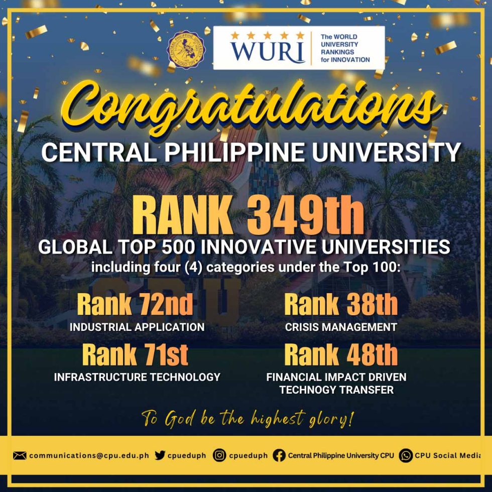 Cpsu Ranks Central Philippine University earns multiple distinctions in World ...