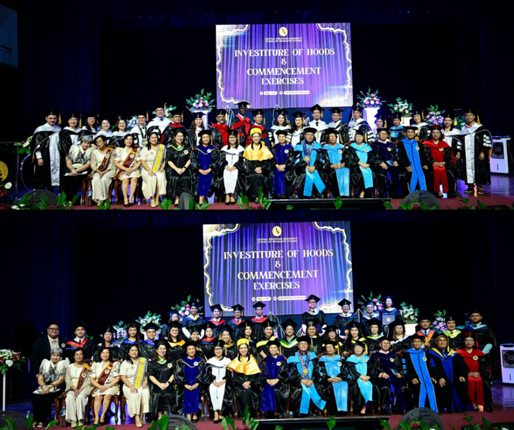 CPU administrators, faculty, and staff join the 89 graduates of the School of Graduate Studies for a commemorative group photo following the Investiture of Hoods and Commencement Exercises held on June 7, 2026, at the Rose Memorial Auditorium, celebrating their academic achievements and the successful completion of their graduate studies